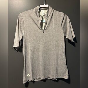 Adidas Women’s Gray Short Sleeve Quarter Zip Mock Neck Golf Top size small